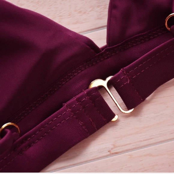 Purple Burgundy Padded Triangle 2 Piece Bikini Set - Picture 3 of 6